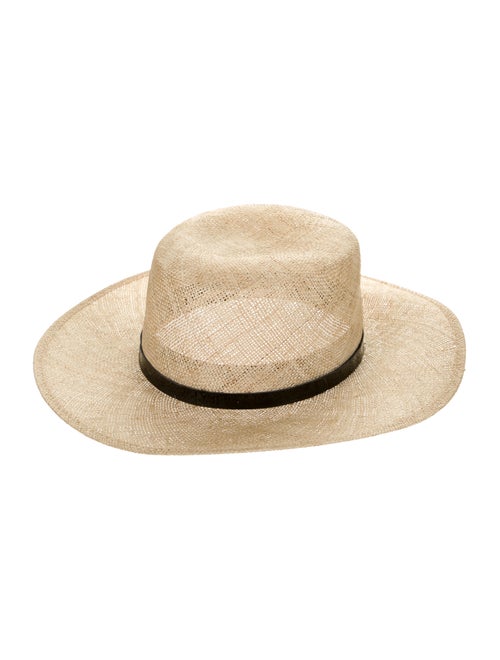 Janessa Leone Straw Wide Brim Hat Tan
