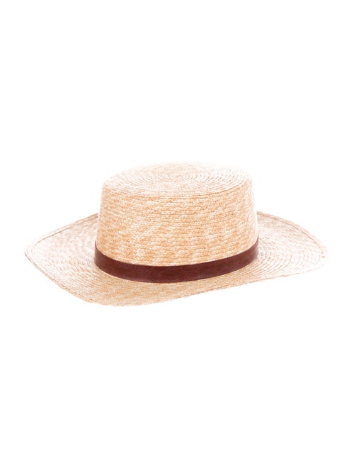 Janessa Leone Straw Wide Brim Hat Tan