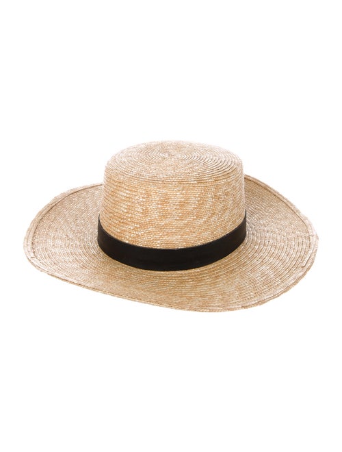 Janessa Leone Straw Wide Brim Hat Tan