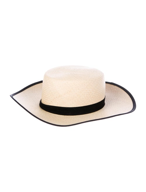 Janessa Leone Straw Wide-Brim Hat Beige