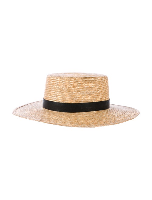 Janessa Leone Straw Wide-Brim Hat Tan