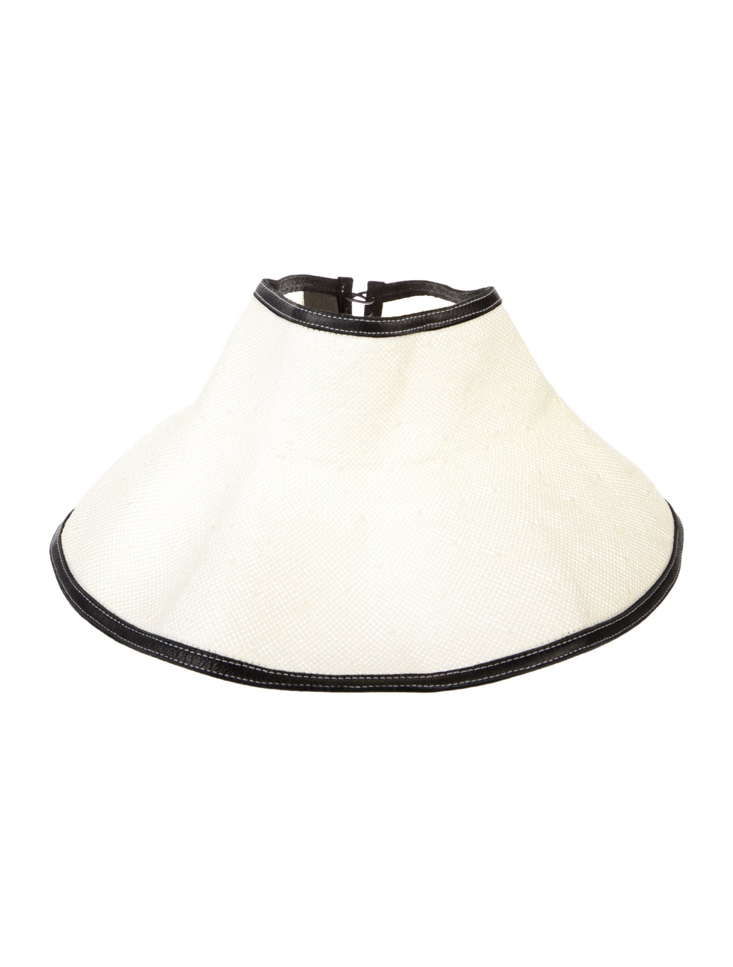 Janessa Leone Leather Trim Raffia Visor Hat