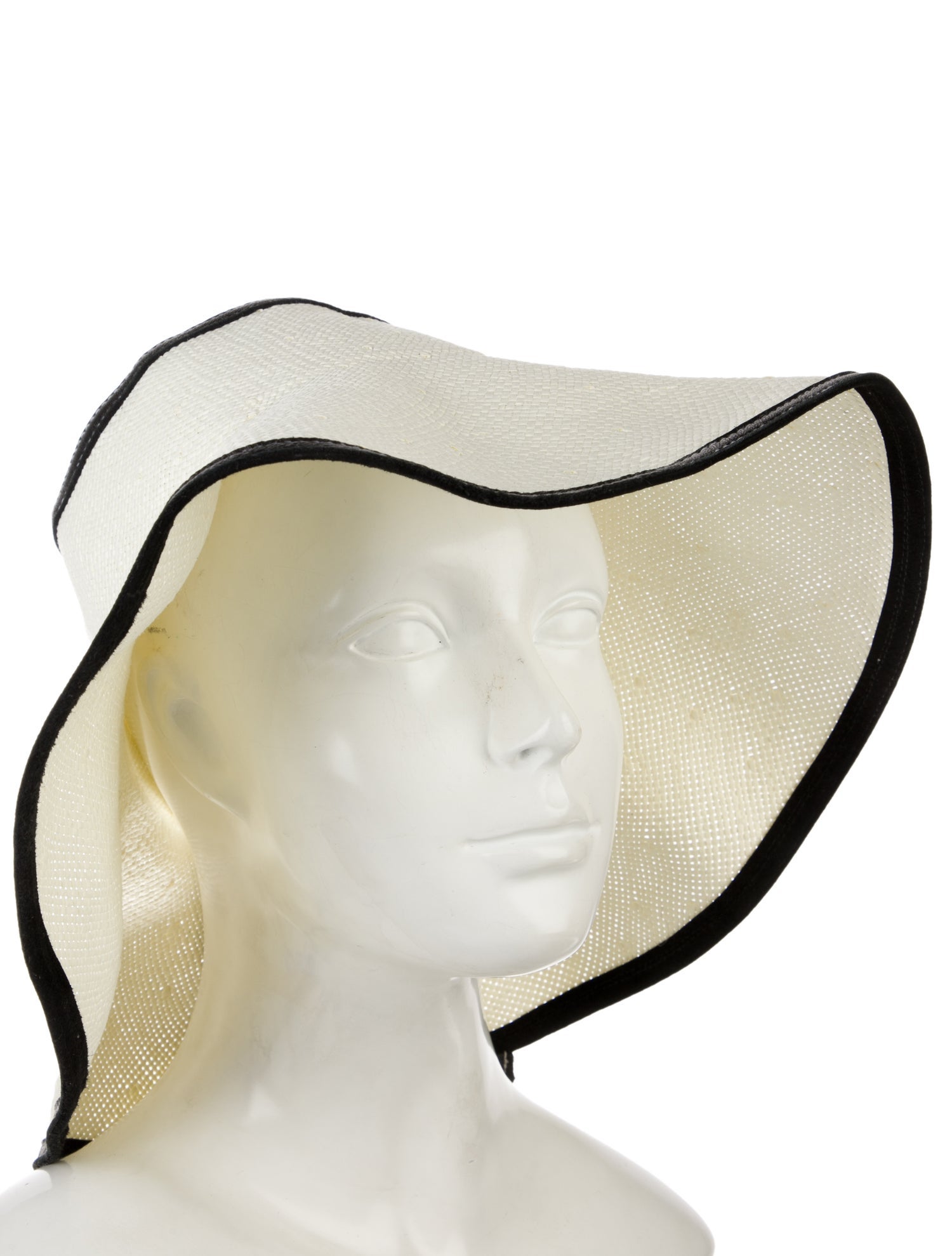 Janessa Leone Leather Trim Raffia Visor Hat