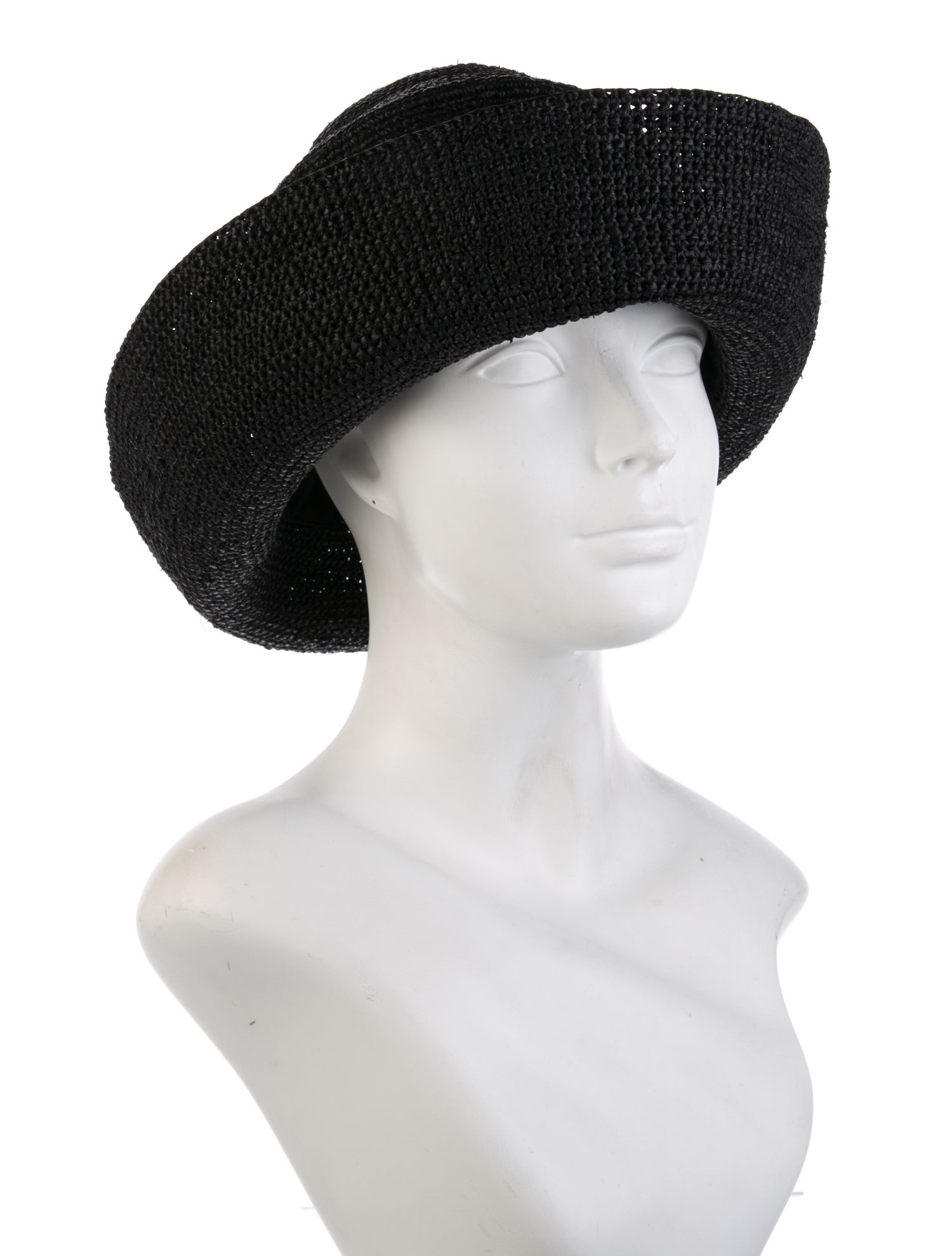 Janessa Leone Black Straw Hat w/ Braided Accents Throughout w/ Tags