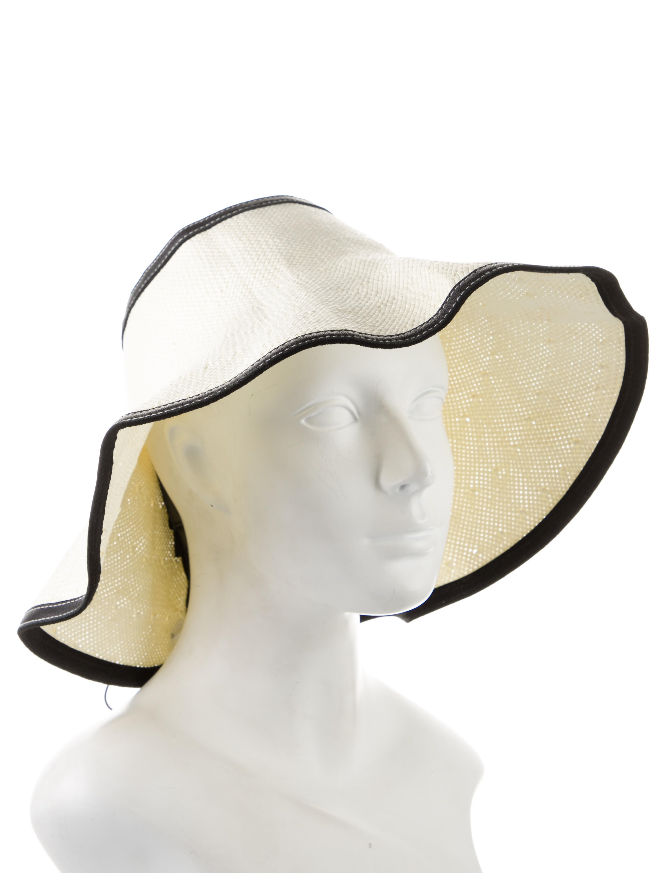 Janessa Leone white pattern print straw hat