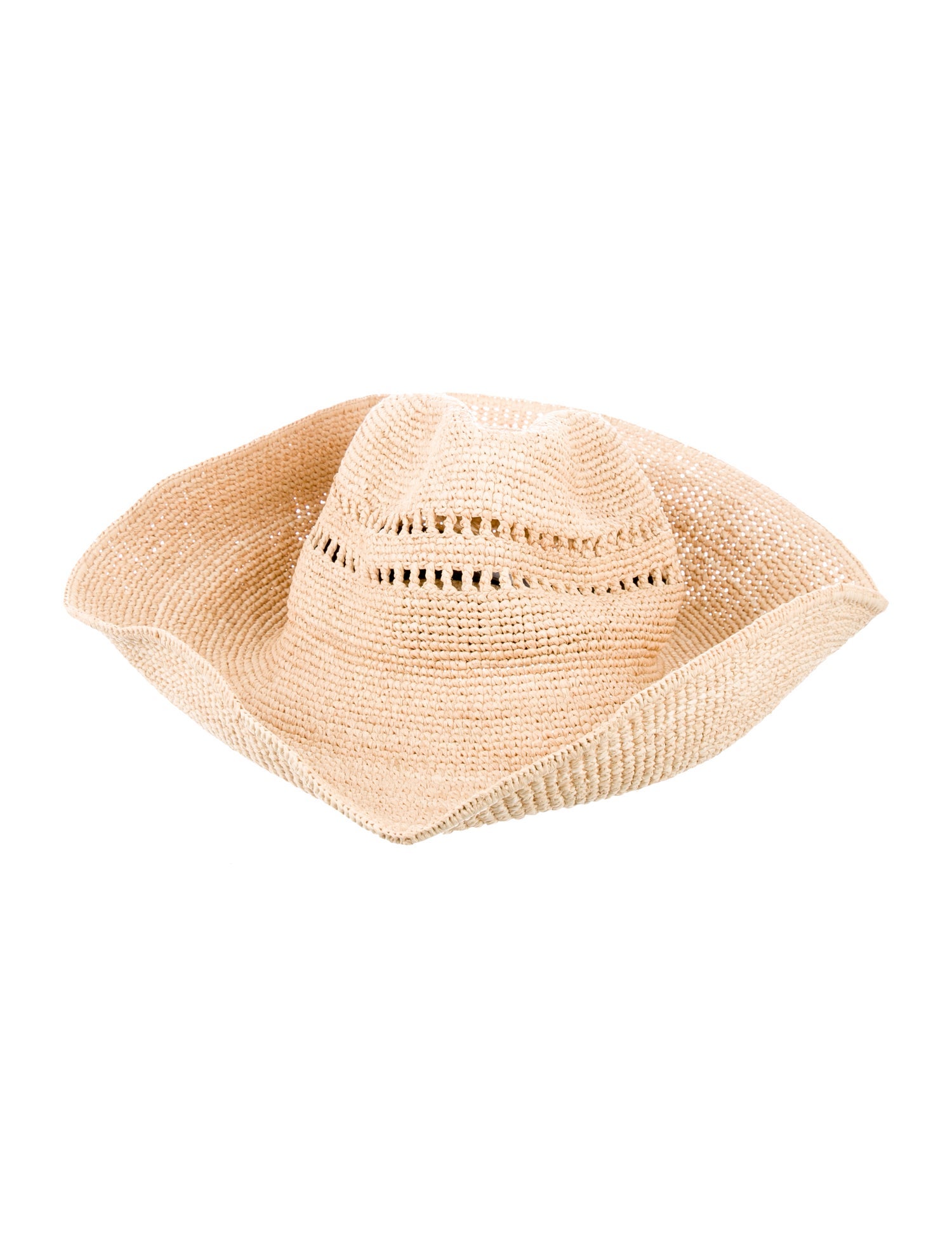Janessa Leone Neutral Color Straw Wide-Brim Fedora Hat