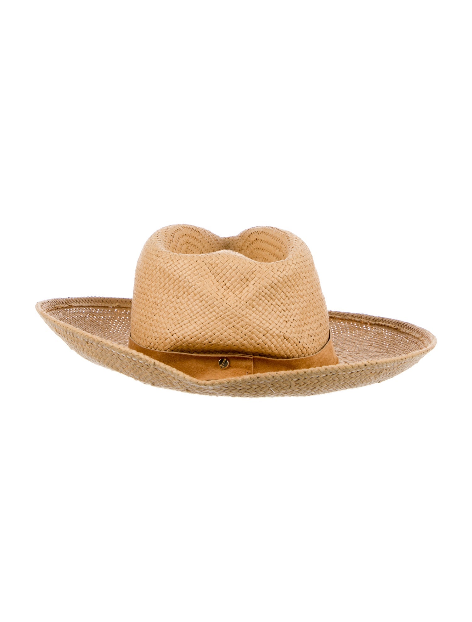 Janessa Leone Neutral straw Jannesa Leone hat with trim embellishment