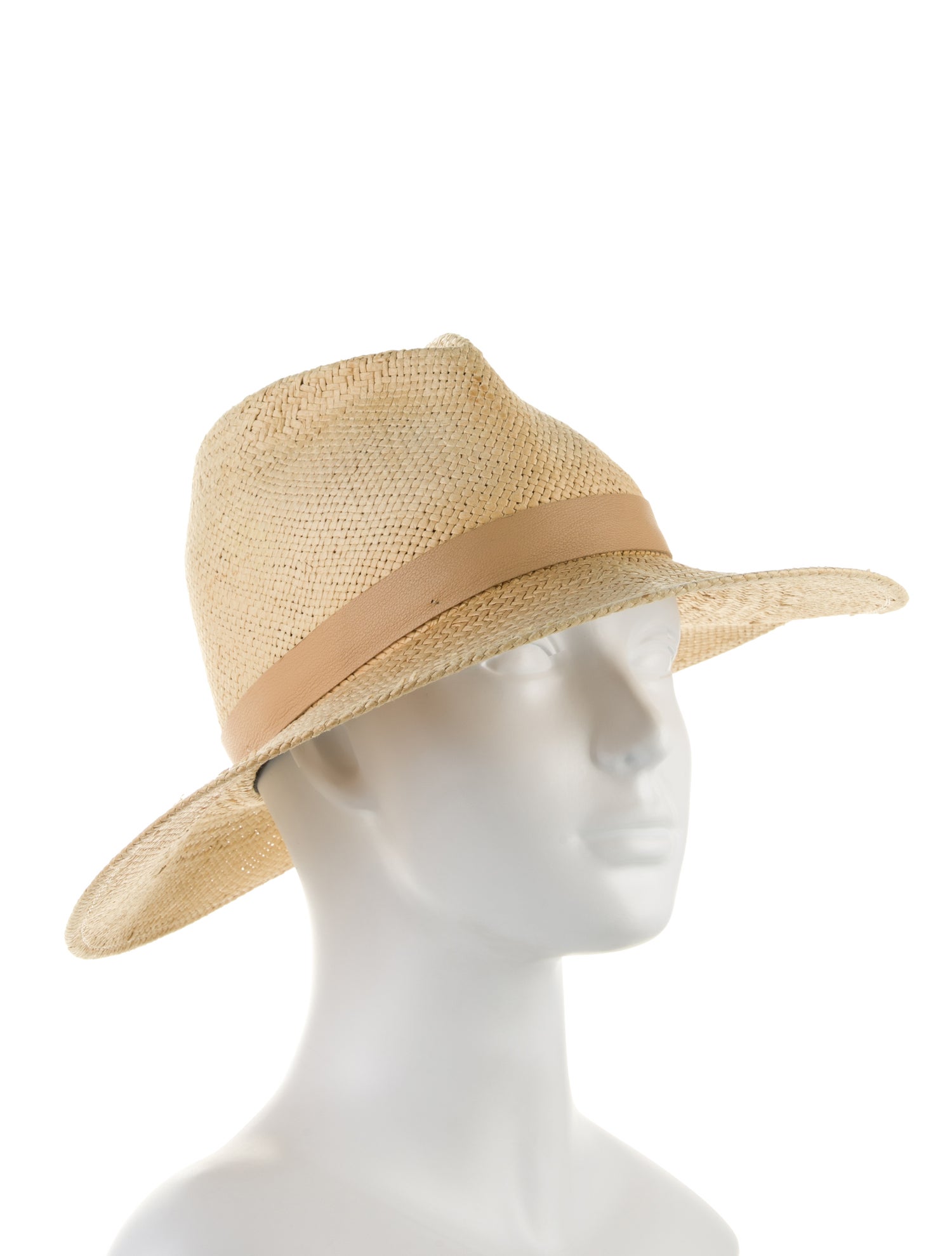 Janessa Leone Straw Sun Hat With Leather Band