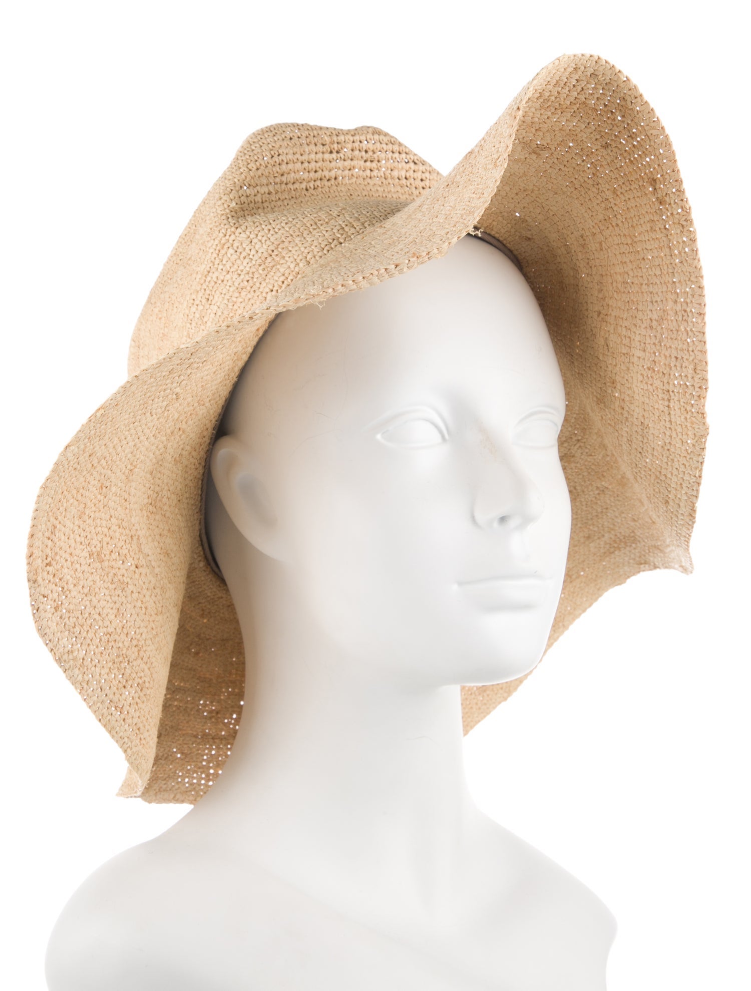 Janessa Leone Raffia Straw Wide Brim Cowboy Hat Size S