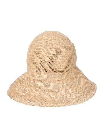 Pre-owned Janessa Leone Straw Sun Hat In Neutral
