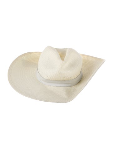 Pre-owned Janessa Leone Straw Sun Hat In Neutral