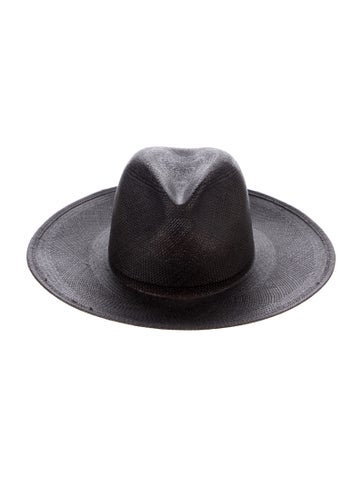 Pre-owned Janessa Leone Branded Panama Hat In Brown
