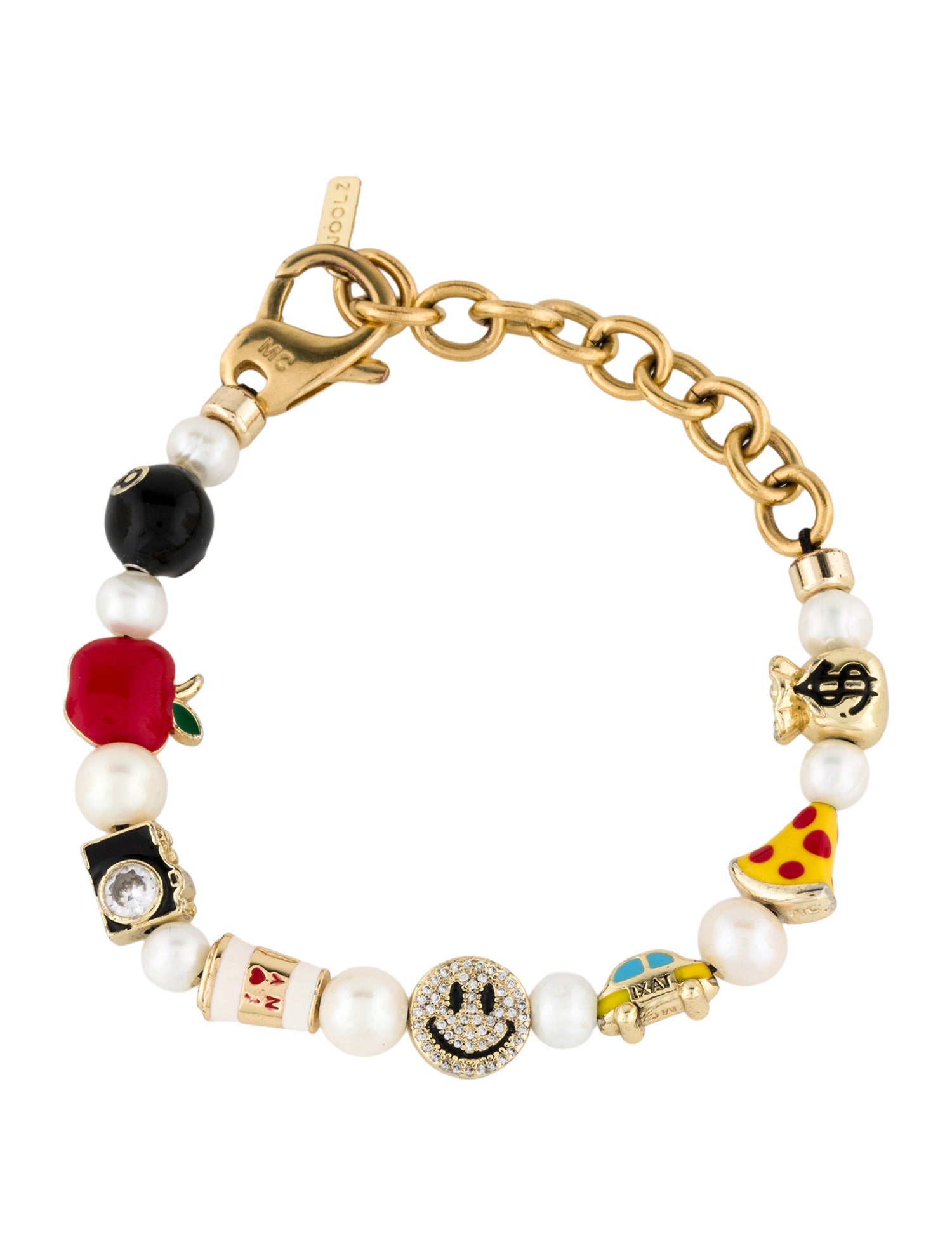 Joolz by Martha Calvo Crystal, Enamel & Faux Pearl Beaded Charm Bracelet