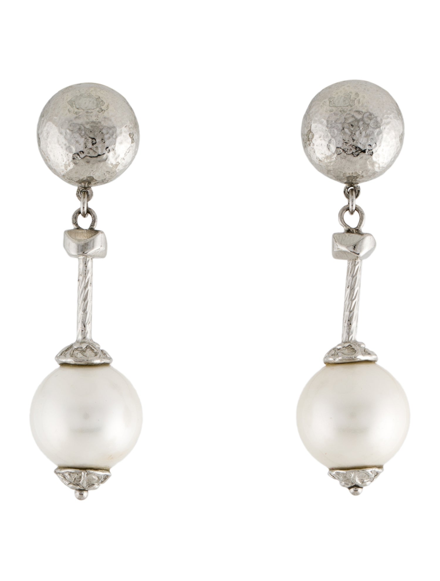 Gucci Faux Pearl Feline Head Clip On Earrings GoldTone Metal ClipOn