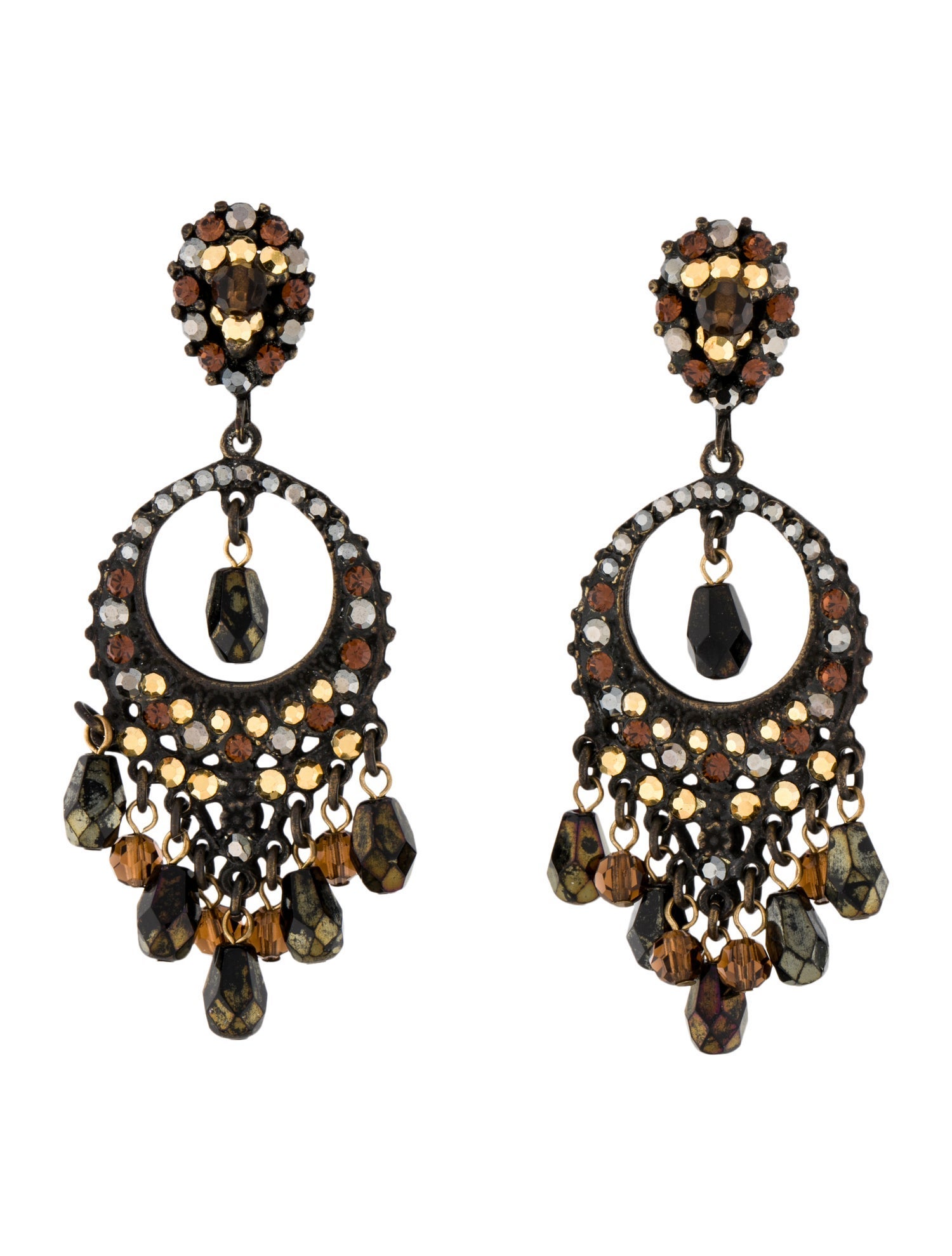 Jose and Maria Barrera Crystal Drop Clip-On Earrings