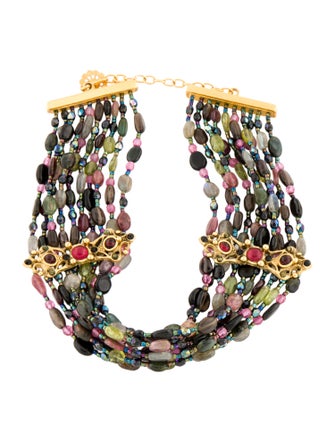 Jose and Maria Barrera Beaded Stone & Crystal Multistrand Necklace