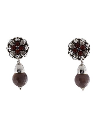 Jose and Maria Barrera Crystal & Bead Clip-On Drop Earrings