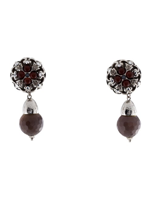 Jose and Maria Barrera Crystal & Bead Clip-On Drop Earrings