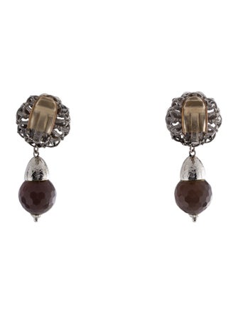 Jose and Maria Barrera Crystal & Bead Clip-On Drop Earrings