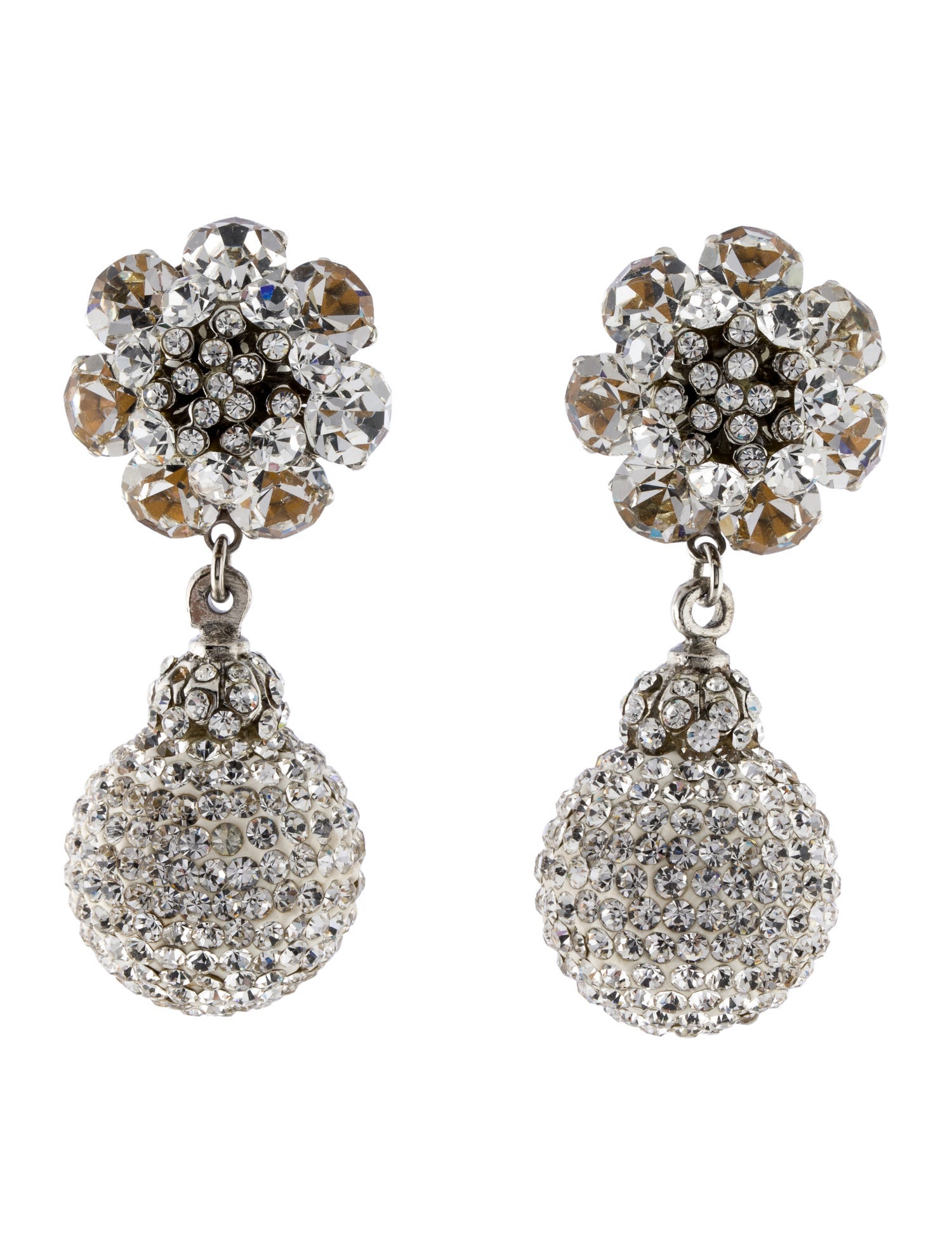 Jose and Maria Barrera Crystal Clip-On Drop Earrings