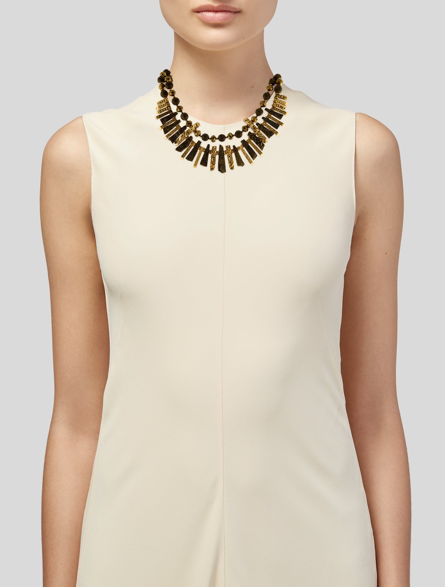 Jose and Maria Barrera Wood & Crystal Collar Necklace