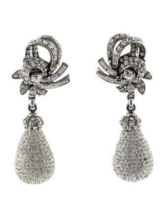 Jose and Maria Barrera Crystal Austrian Drop Clip-On Earrings