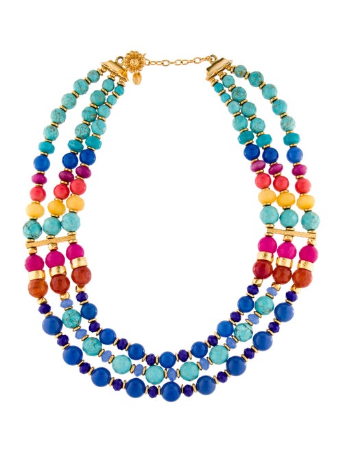 Jose and Maria Barrera Triple Strand Multi Fall Beaded Collar Necklace