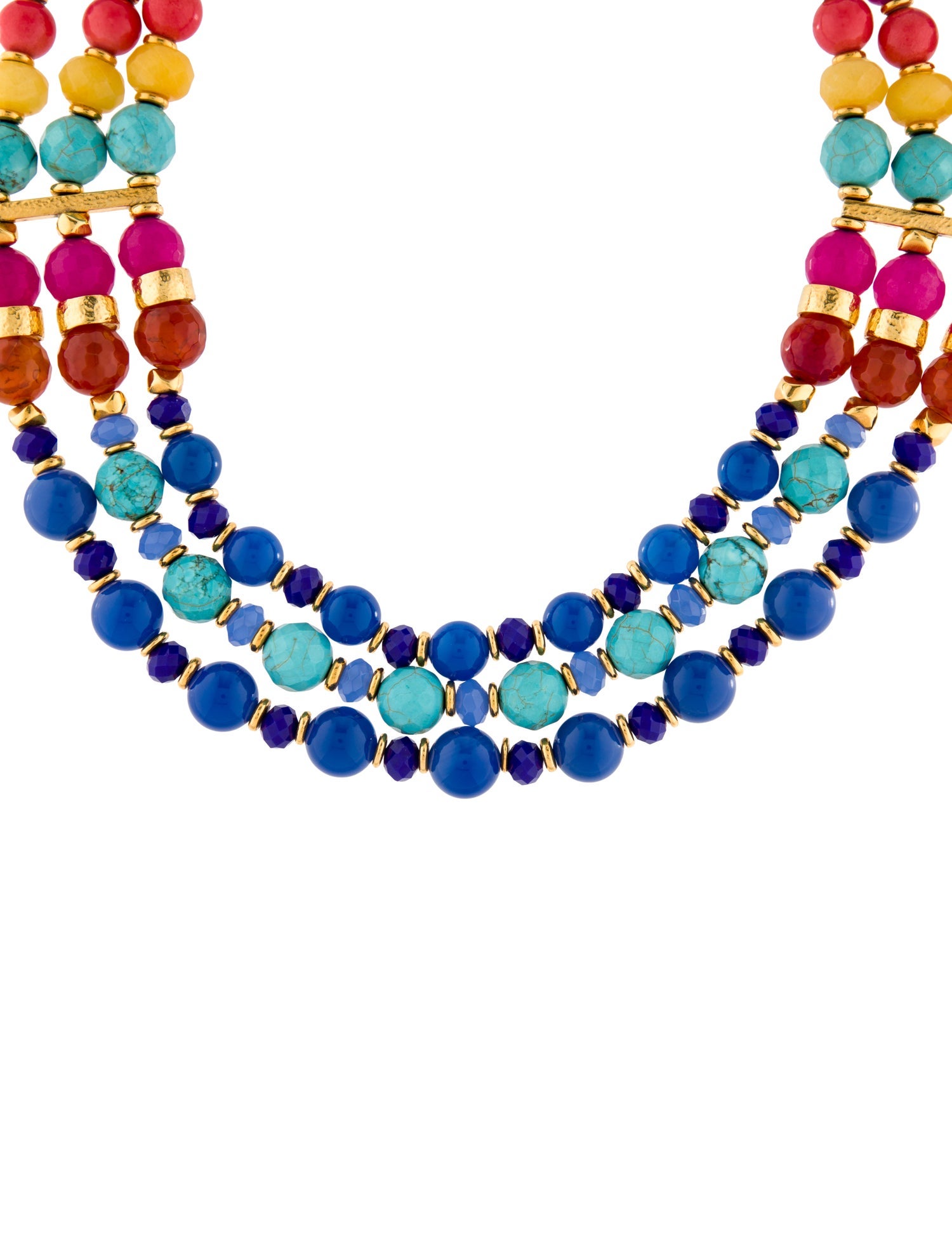Jose and Maria Barrera Triple Strand Multi Fall Beaded Collar Necklace