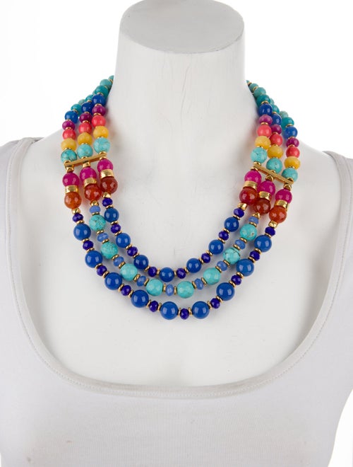 Jose and Maria Barrera Triple Strand Multi Fall Beaded Collar Necklace