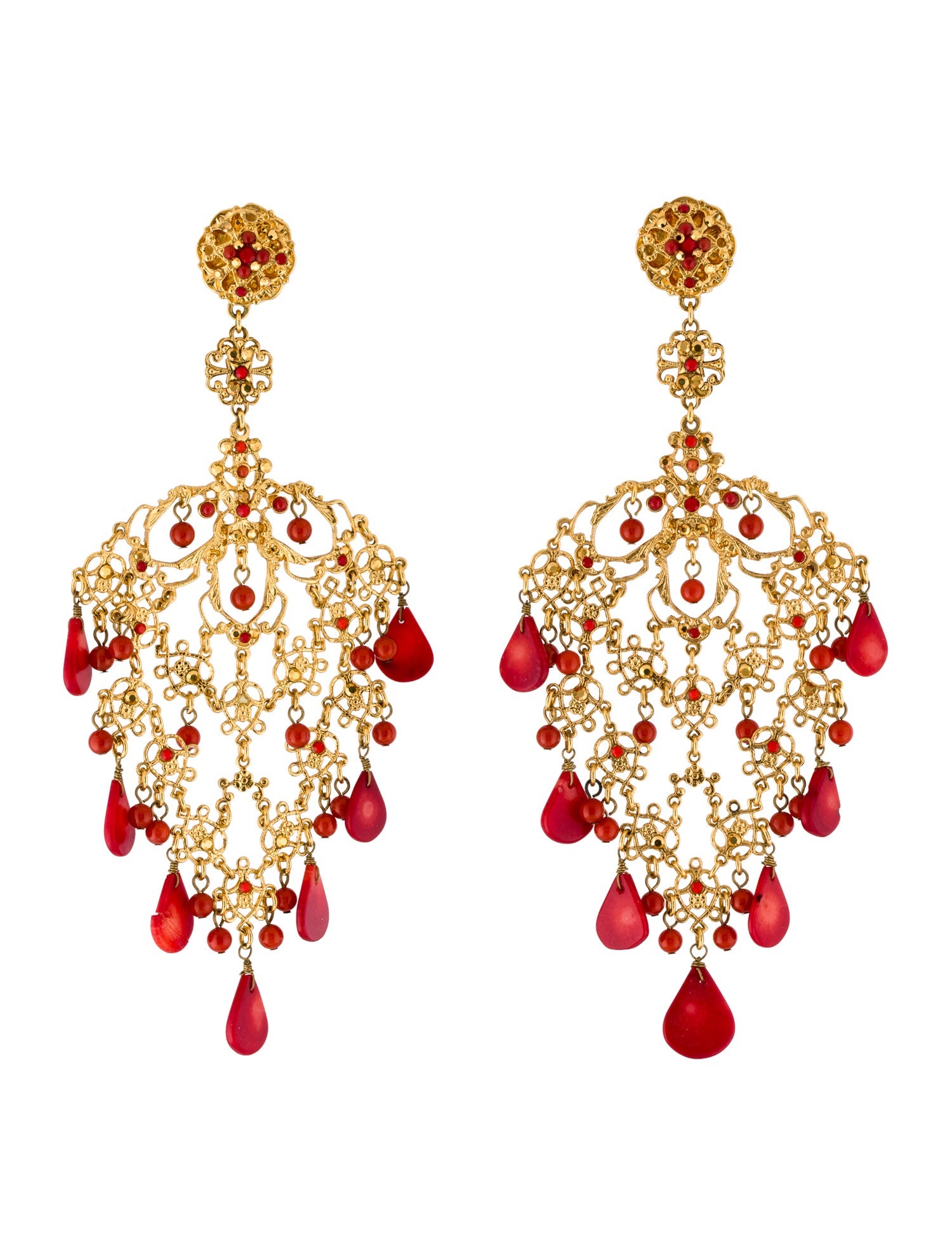 Jose and Maria Barrera Beaded Clip-On Chandelier Earrings