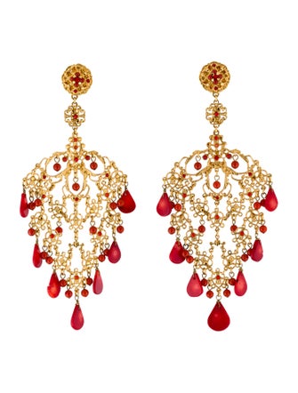 Jose and Maria Barrera Beaded Clip-On Chandelier Earrings