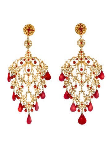 Jose and Maria Barrera Chandelier Beaded Clip-On Earrings