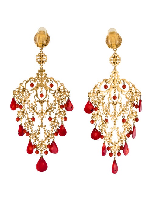Jose and Maria Barrera Beaded Clip-On Chandelier Earrings