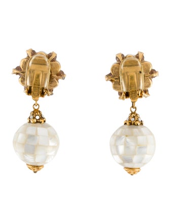 Jose and Maria Barrera Mother Of Pearl Clip-On Drop Earrings