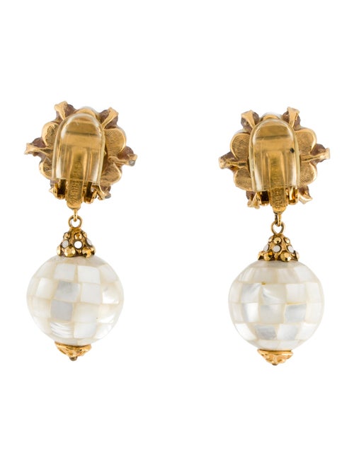 Jose and Maria Barrera Mother Of Pearl Clip-On Drop Earrings