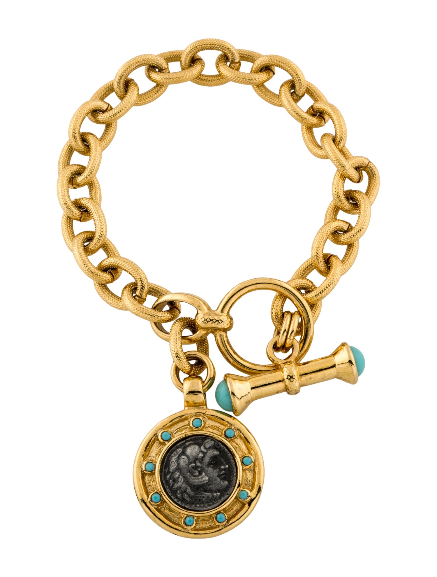 Jose and Maria Barrera Stone Link Charm Bracelet