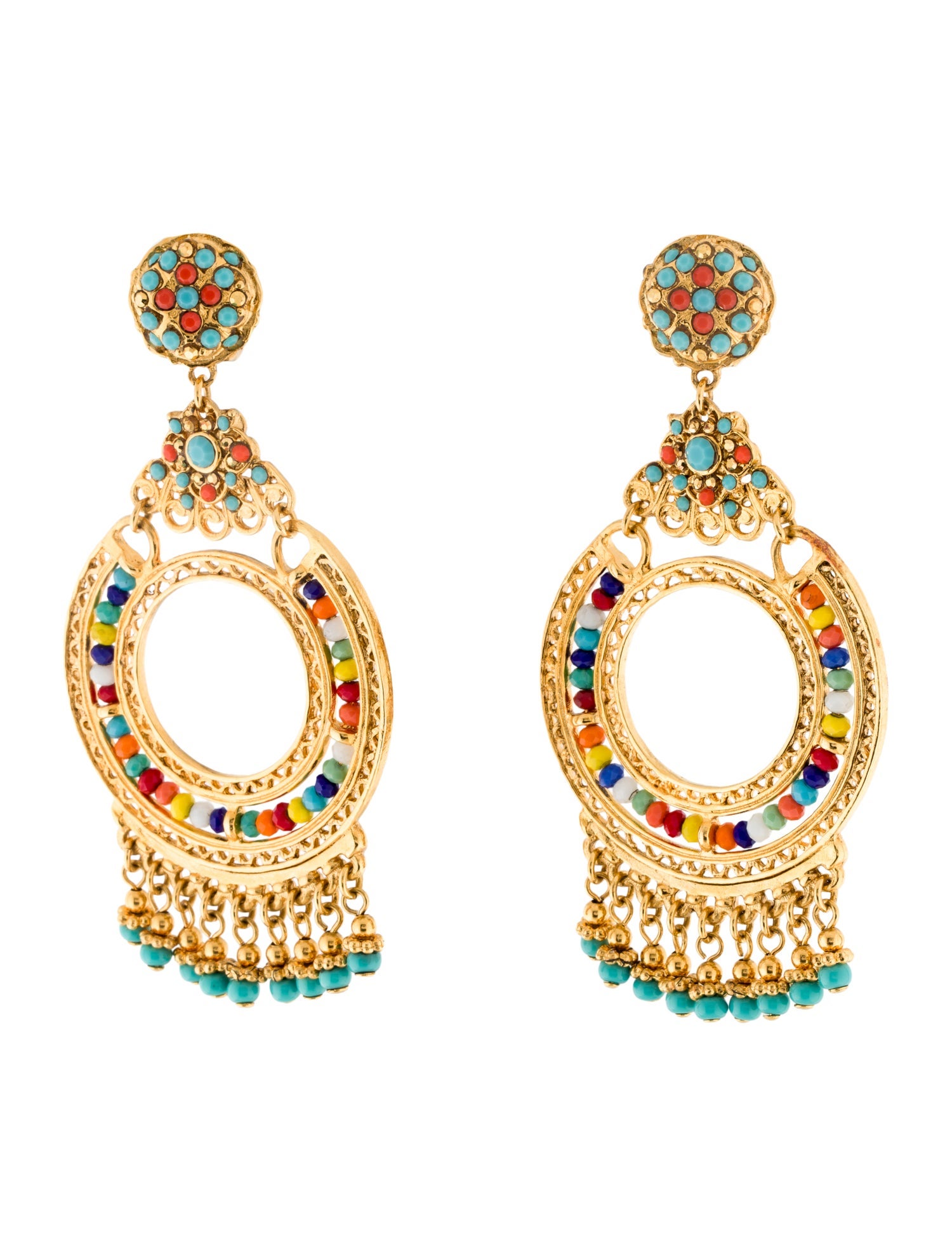 Jose and Maria Barrera Crystal & Bead Clip-On Chandelier Earrings