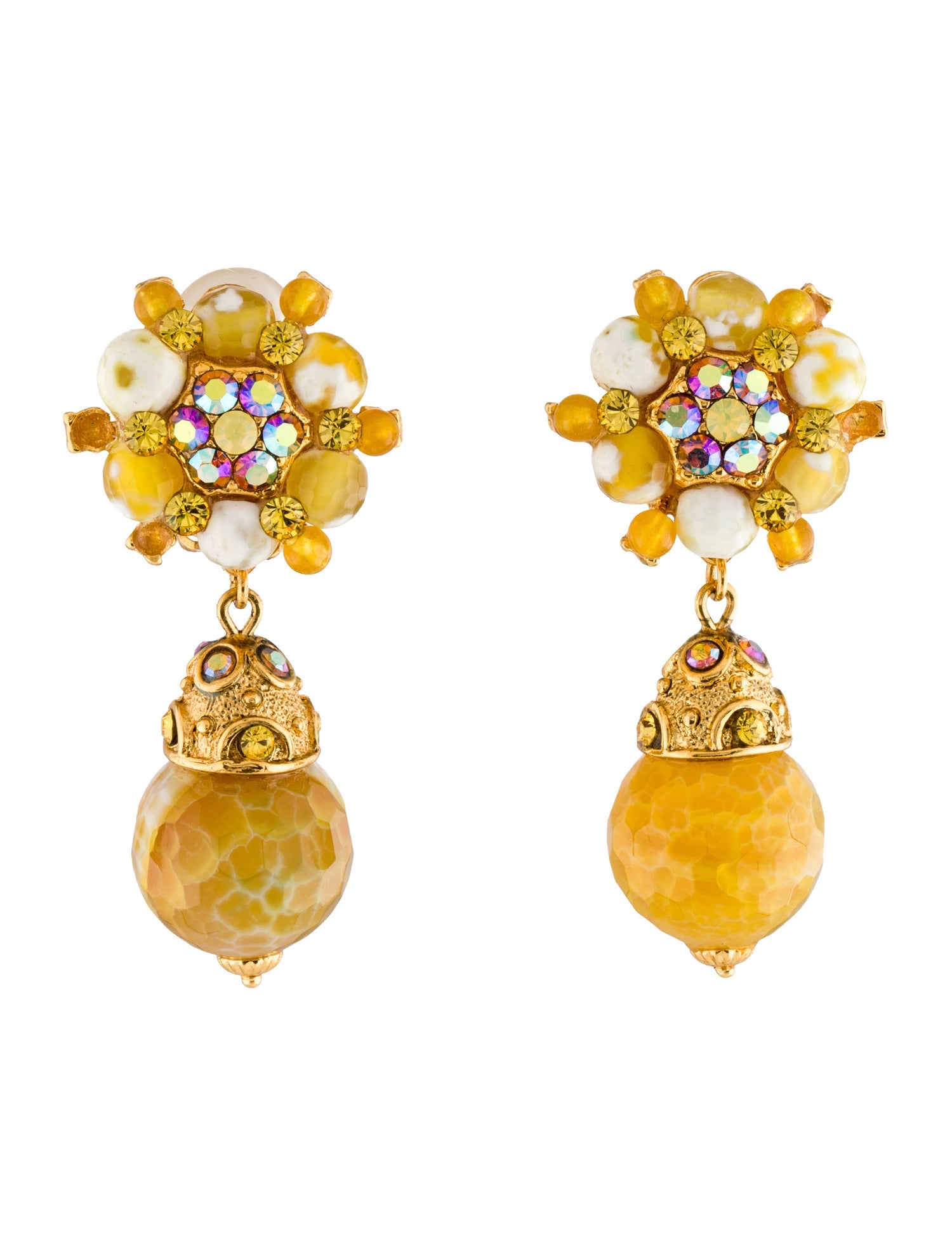 Jose and Maria Barrera Crystal Clip-On Drop Earrings
