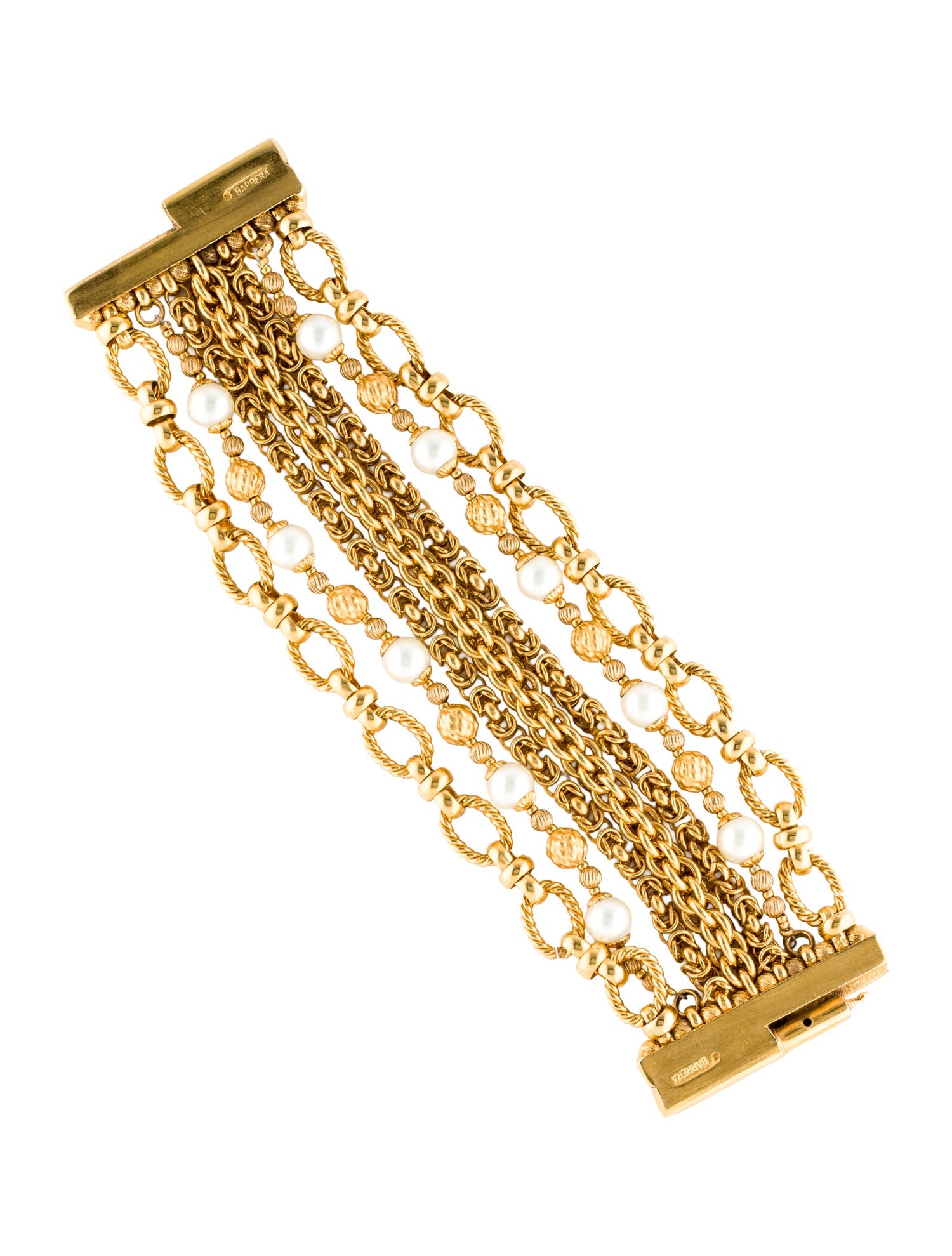 Jose and Maria Barrera Faux Pearl Multistrand Link Bracelet