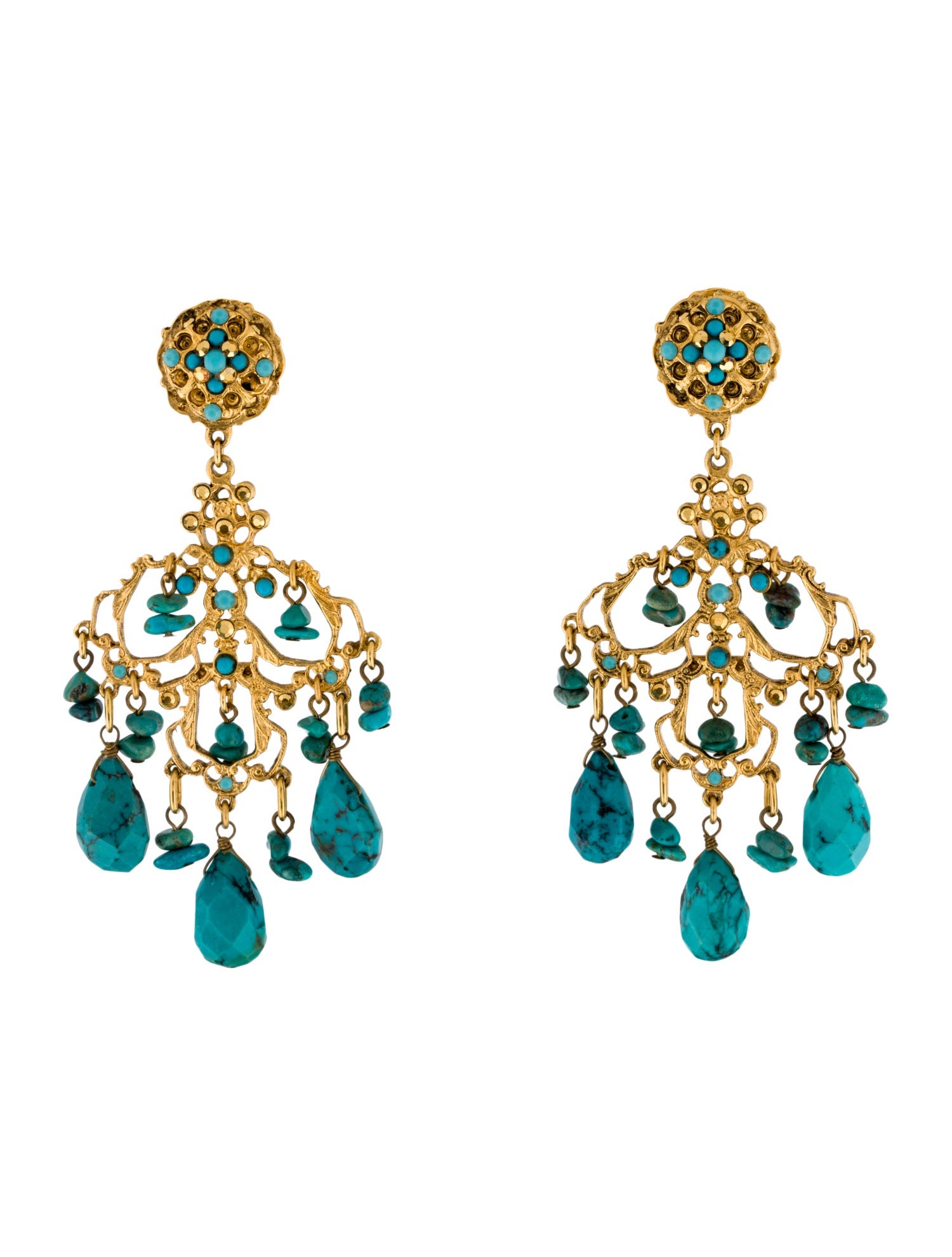 Jose and Maria Barrera Crystal & Bead Chandelier Clip-On Earrings
