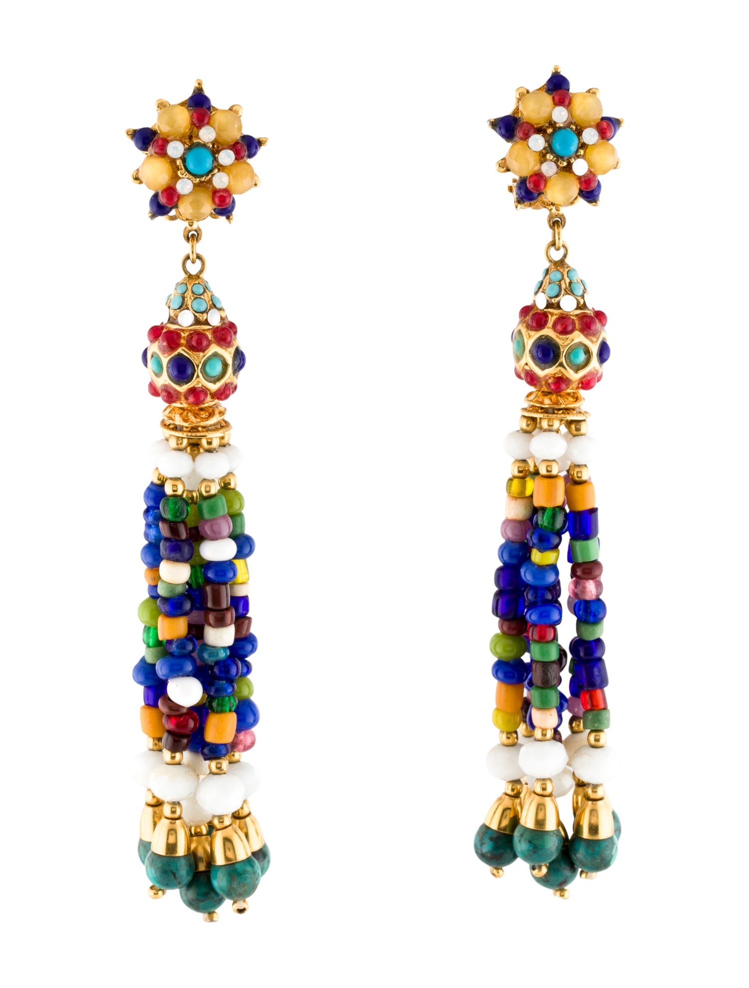 Jose and Maria Barrera Bead & Crystal Drop Clip On Earrings