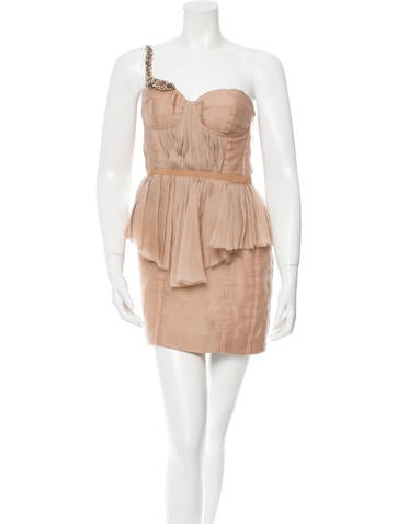 J. Mendel Silk One-Shoulder Mini Dress