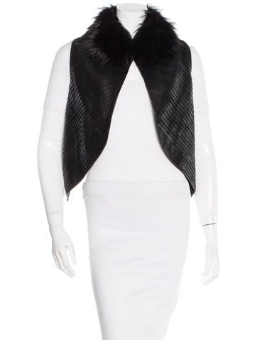 J. Mendel Leather Fox Fur-Trimmed Vest