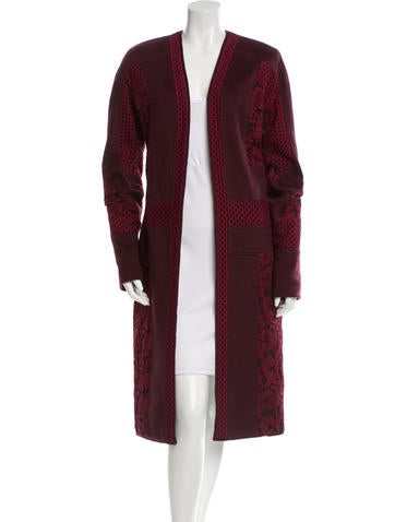 J. Mendel Lace-Accented Open Front Coat