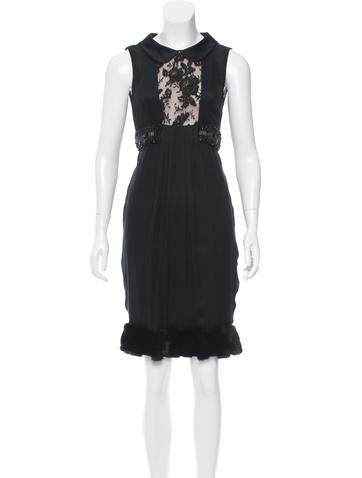 J. Mendel Dresses Mink-Trimmed Embellished Dress US 2 | XS