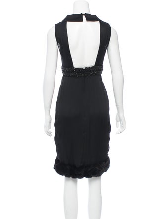 J. Mendel Mink-Trimmed Embellished Dress