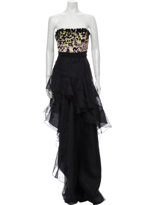 J. Mendel Strapless Long Dress Black