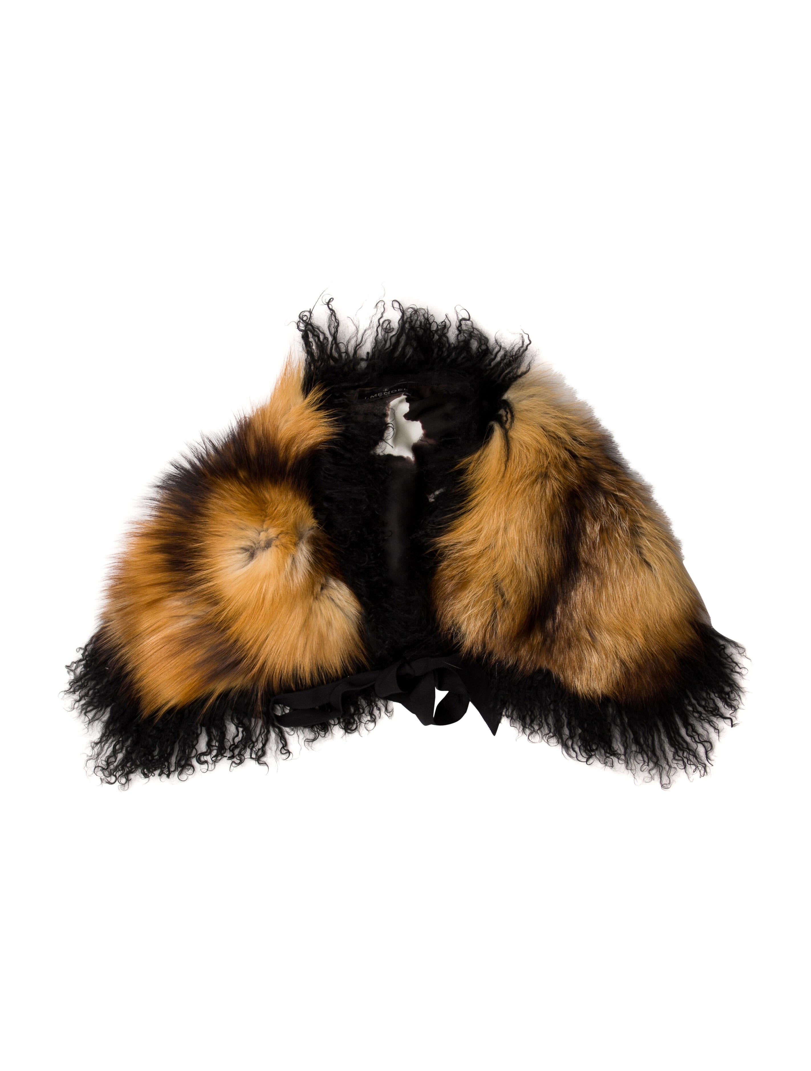 J. Mendel Faux Fur Colorblock Pattern Shawl