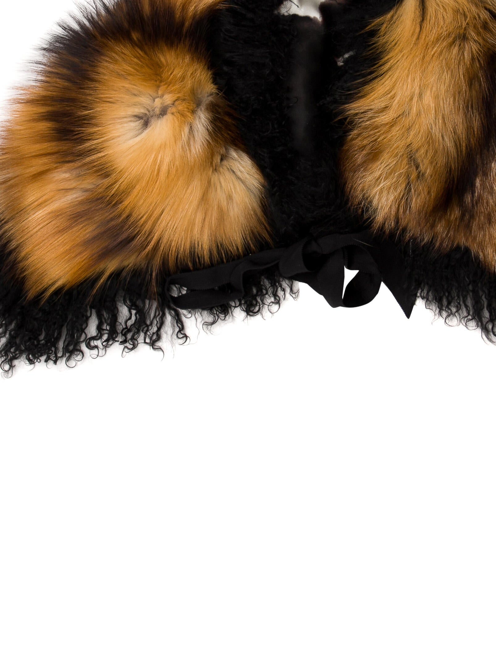 J. Mendel Faux Fur Colorblock Pattern Shawl