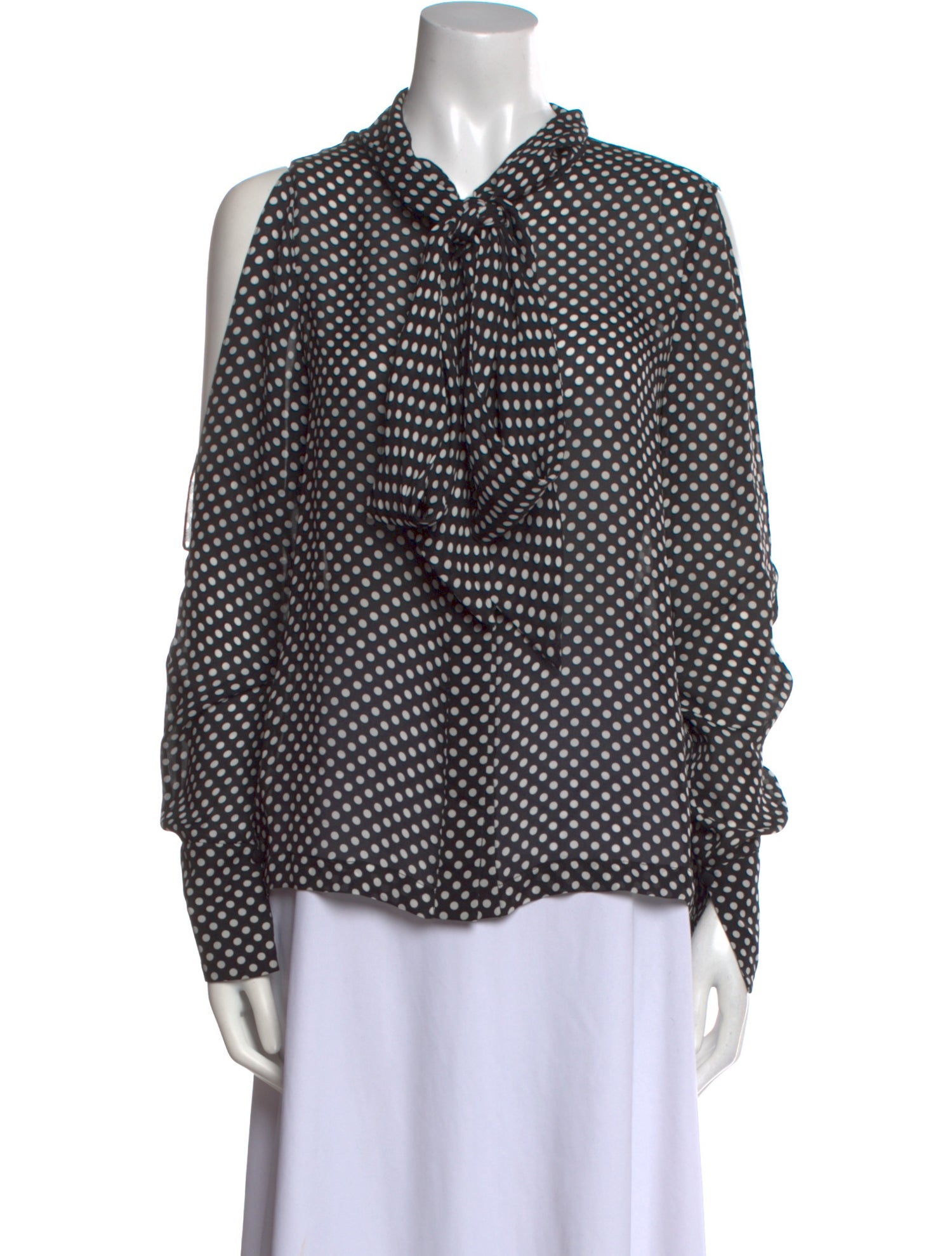 J. Mendel Silk Polka Dot Print Button-Up Top